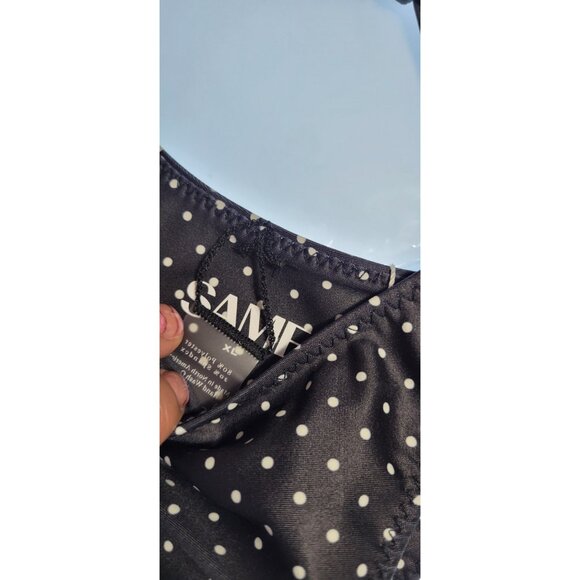 SAME Los Angeles Swim Bikini SeT Beaded Triangle Top and Bottom Polka Dot 90 XL - Picture 5 of 10